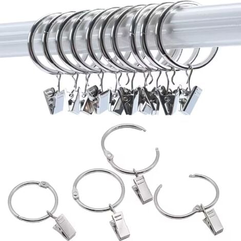 40 Pcs Crochets De Rideau, Anneaux De Rideau De 1,5 Pouce, Anneaux De Rideau En Acier Inoxydable Avec Clips, Clips De Rideau En Métal Solide Avec Anneaux, Crochets Décoratifs Vintage Pour Rideaux