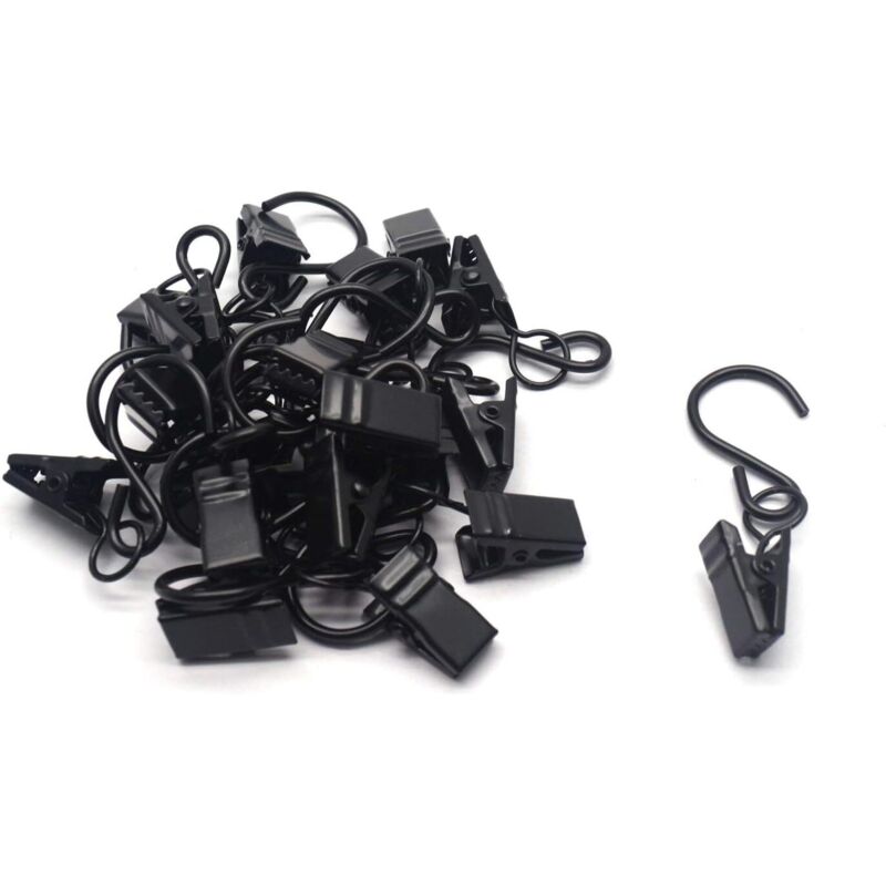 Rapanda - Accessoires rideau Pinces de fixation pour tringles à rideaux, crochets de suspension, paquet de 20 pièces