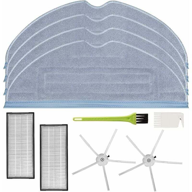 Accessoires Serpillère pour Roborock S7 MaxV Ultra / S7 MaxV / S7 Plus / S7 Max / S7 Robot Aspirateur (4 Serpillière + 2 Filtres + 2 Brosse Latérale