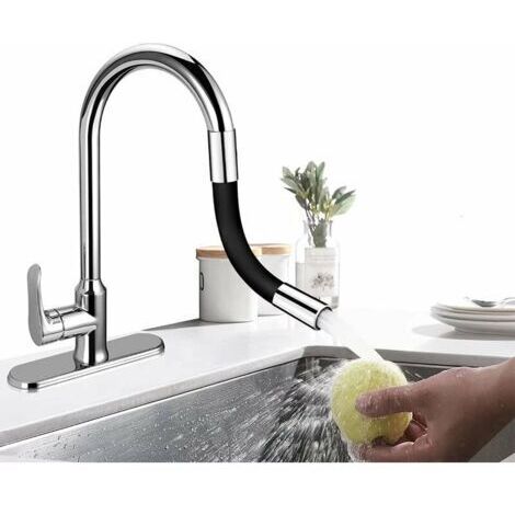 Accessoires supplémentaires pour robinetterie, rallonge flexible à 360° pour salles de bains et cuisines extérieures (noir), longueur totale (30 cm)