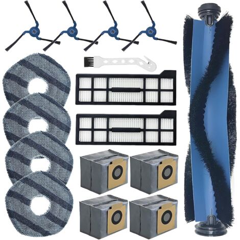 Accessori applicabili per parti di ricambio per aspirapolvere robot Eufy X10 Pro Omni, spazzole a rullo, 4 panni, 4 sacchetti per la polvere, 4 spazzole laterali, 2 filtri HEPA