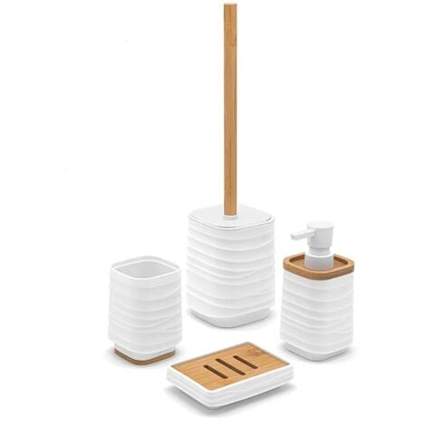 Accessori bagno in set completo da 4 pezzi in abs bianco linea Wave