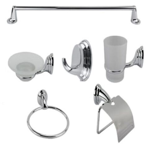 Accessori bagno metallo cromato kit 6 pz portasapone portarotolo portasciugamano 52919