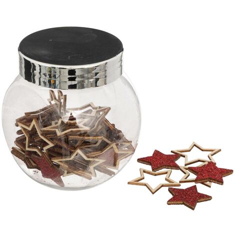 Accessori barattolo a forma di legno rosso glitterato - Feeric lights & christmas