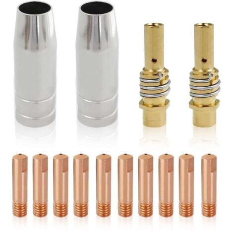 10 Ugelli Conduttivi In Rame Per Torcia Saldatura MIG - Kit Porta Ugelli E Diffusore - 2