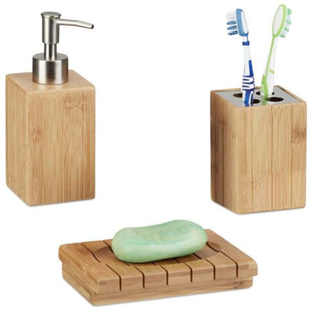 Accessori da bagno bambu set da 3 8830