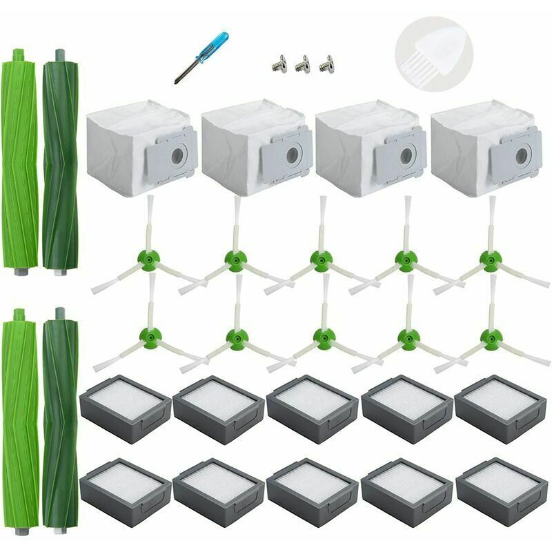 Image of Accessori di ricambio per iRobot Roomba i3+ i4+ i6+ i7+ i7 Plus i8+, 4 sacchetti per la polvere, 10 filtri, 10 spazzole laterali, 2 spazzole in gomma