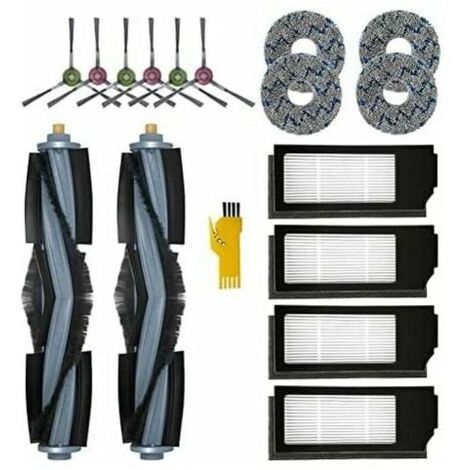 Accessori di ricambio per robot aspirapolvere Ecovacs Deebot X1 Omni, X1 e Omni, X1 Turbo, T10 Turbo/Omni, 1 spazzola, 2 filtri, 6 spazzole laterali, 4 panni mop, 1 spazzola per pulizia