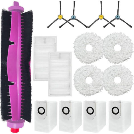 Accessori di ricambio per robot aspirapolvere Eureka J12 Ultra: spazzole rotanti + 4 panni + 4 sacchetti raccoglipolvere + 4 spazzole laterali + 2 filtri HEPA