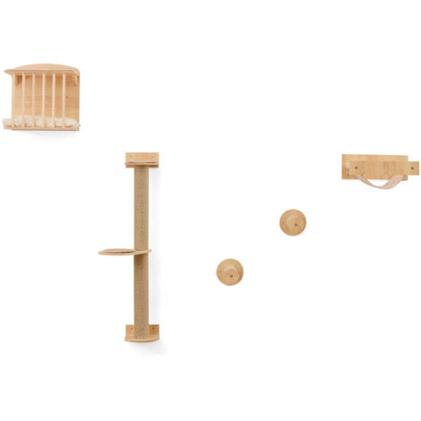 Accessori per gatti da parete cartello e mensole 37 x 24 x 112 cm con tiragraffi e amaca stile naturale 200010020
