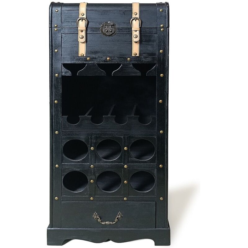 Portabottiglie con contenitore in Legno di abete e MDF L.43 x H.100 cm Nero - CAVINA