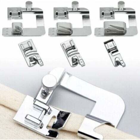 Accessori per macchina da cucire 6 pezzi Piedino per orlo 4/8" 13 mm 6/8" 19 mm 8/8" 25 mm