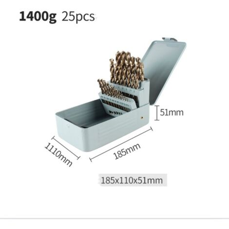 Accessories 25 pces. Kit de forets à métaux  (pour acier, Ø 1-13 mm, accessoires perceuse-visseuse et support de perçage)