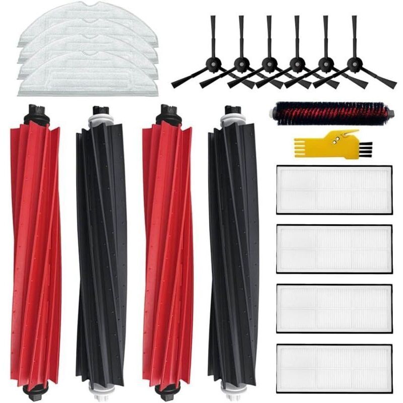 Accessories for Roborock S8 S8+ robot vacuum cleaner. Replacement parts, 18 packs: 2 sets of roller brushes, 4 filters, 6 side brushes, 4 mop pads.