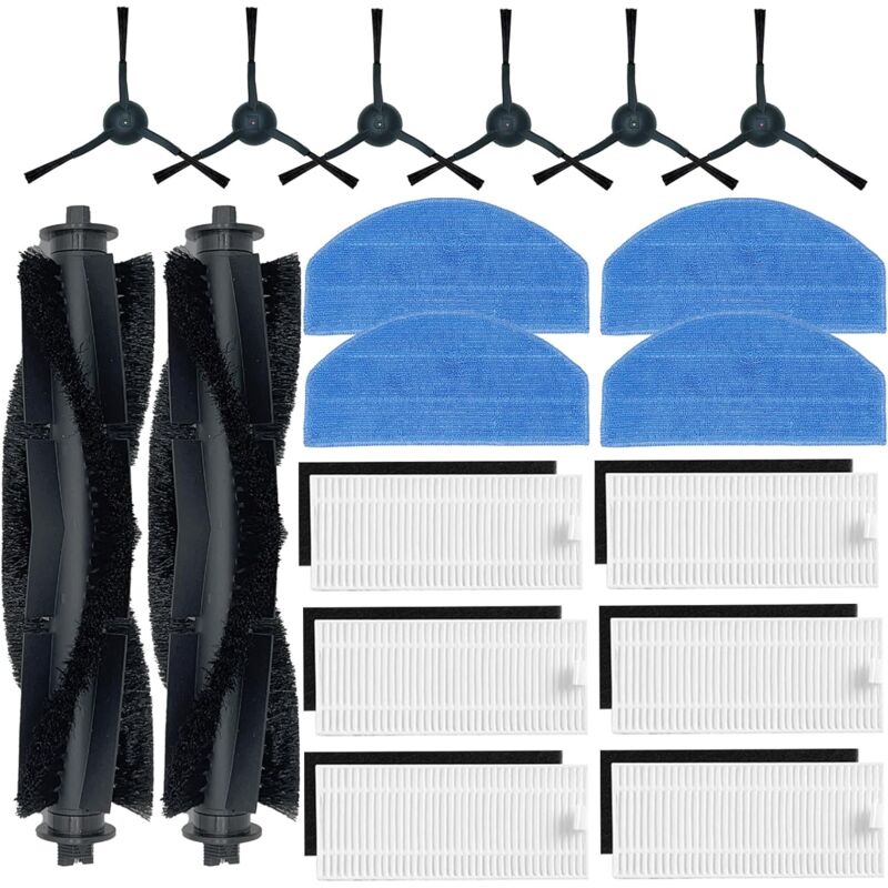 Junjun - Accessories Kit Spare parts for honiture G20 / G20 Pro, for Evol 3 Robot vacuum cleaners, 2 Main Brushes, 6 side brushes, 6 filters, 4 Mop