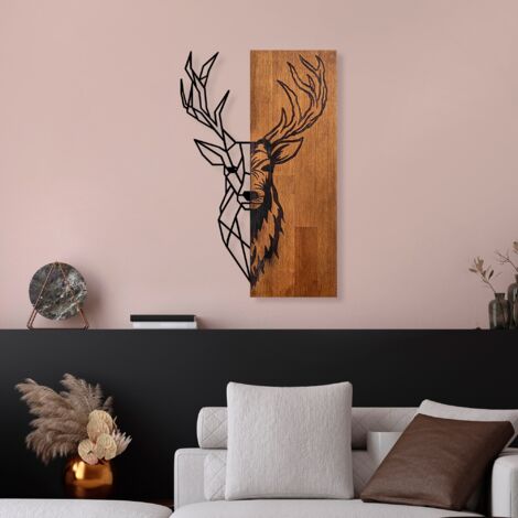 Accessorio da parete in legno di noce/nero e metallo – Elegante pezzo decorativo, facile da installare