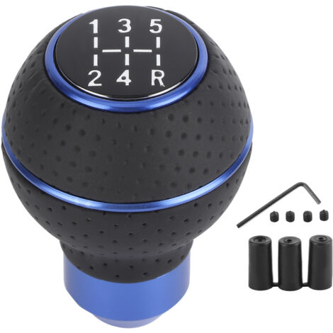 Accessorio per automobile manuale in lega di alluminio e pelle con pomello del cambio a 5 velocitàBlu