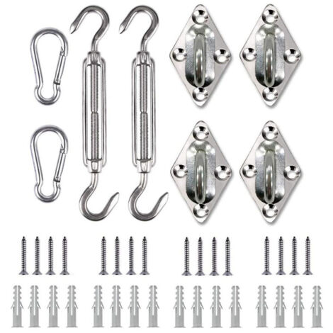 Accessorio per vela ombreggiante – Kit di montaggio parasole in acciaio inox 304 – Per vele rettangolari e triangolari terrazza/giardino