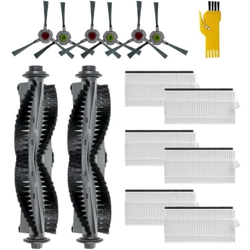Accessory kit for AIRROBO P20 robot vacuum cleaner. Spare parts: 14 packs, 2 main brushes, 6 filters, 6 side brushes.