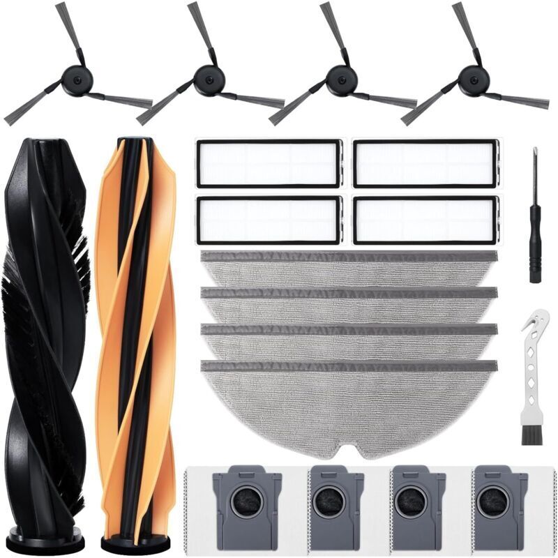 Accessory kit for Dreame D20 / D20 Pro Plus robot vacuum cleaner - 2 main brushes, 4 HEPA filters, 4 wiper pads, 4 side brushes, 4 dust bags, 1 brush