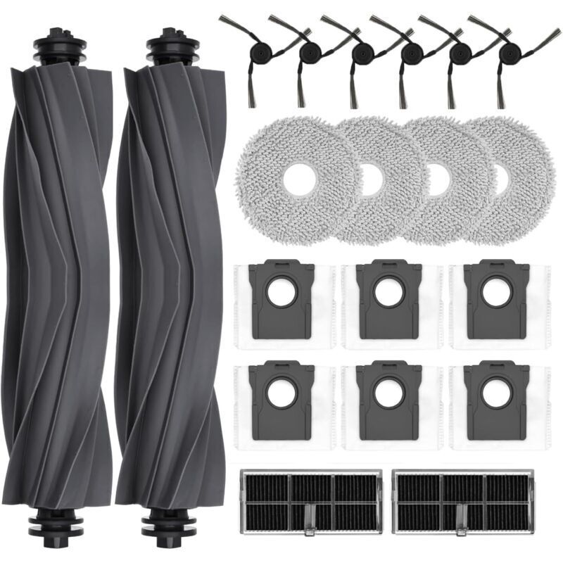 Accessory kit for dreame X40 Ultra Complete / L40 Ultra vacuum cleaner, 6 dust bags, 4 cleaning cloths, 2 roller brushes, 2 filters, 6 side brushes,