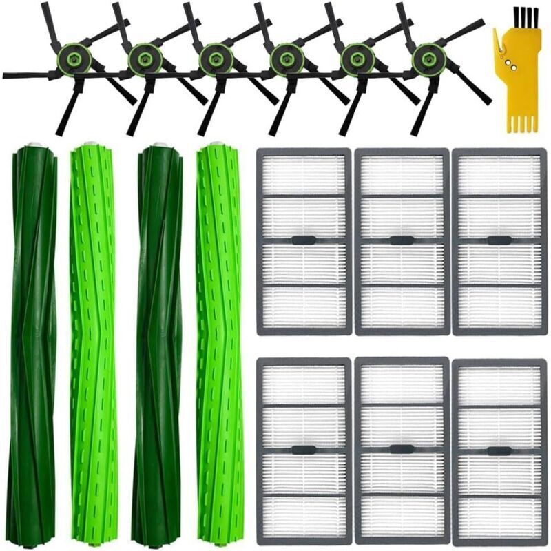 Accessory Kit for iRobot Roomba s9+ (9550) S9 (9150) Robot Vacuum Cleaner Replacement Parts 16 Packs 2 sets of Roller Brushes, 6 Filters, 6 Side