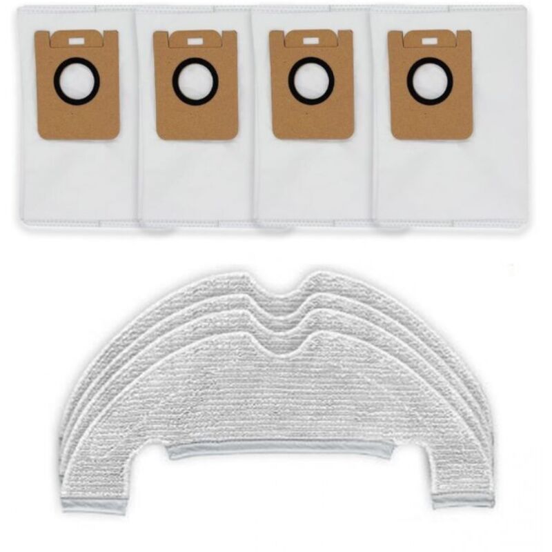 Accessory Kit Spare Parts for Dreame D10 Plus RLS3D Robot Vacuum Cleaners, 4 Mop Pads, 4 Vacuum Cleaner Bags