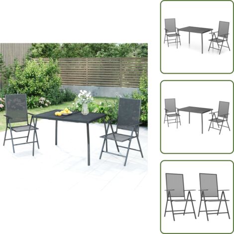 Acciaio antracite - vidaXL Set da Pranzo da Giardino 3 pz in Acciaio Antracite - Design in rete