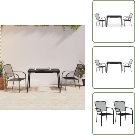 Acciaio antracite - vidaXL Set da Pranzo da Giardino 3 pz in Acciaio Antracite - Design in rete