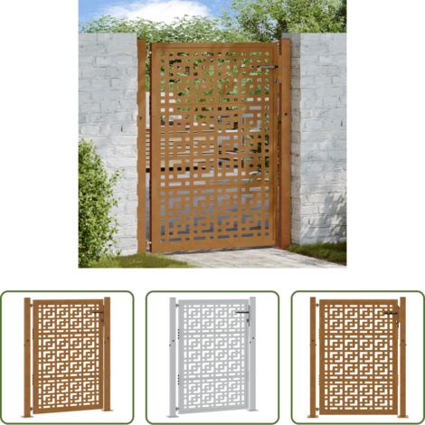 Acciaio corten -  Cancello da giardino 100x125 cm in acciaio corten con design a croce