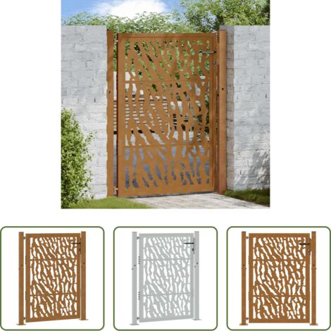 Acciaio corten -  Cancello da giardino 100x125 cm in acciaio corten con design a traccia
