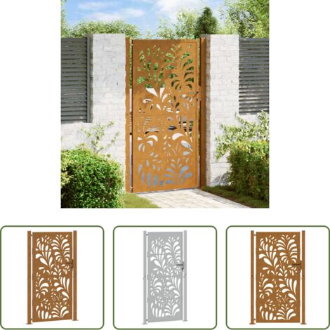 Acciaio corten -  Cancello da giardino 100x200 cm in acciaio corten design ondulato