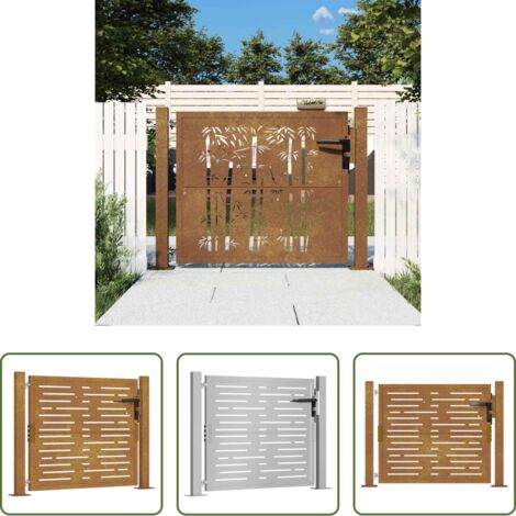 Acciaio corten -  Cancello da giardino 100x75 cm in acciaio Corten design quadrato