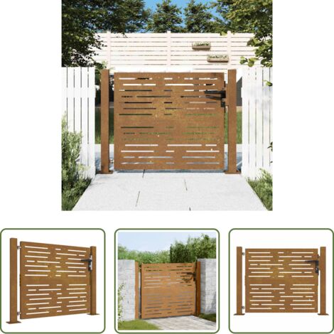 Acciaio corten -  Cancello da giardino 100x75 cm in acciaio Corten design quadrato