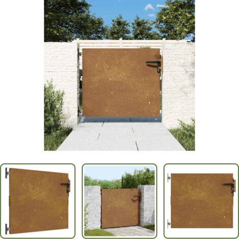 Acciaio corten -  Cancello da giardino 85x125 cm in acciaio Corten design quadrato