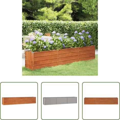 Acciaio corten -  Letto Rialzato da Giardino Ruggine 240x40x45 cm Acciaio Corten