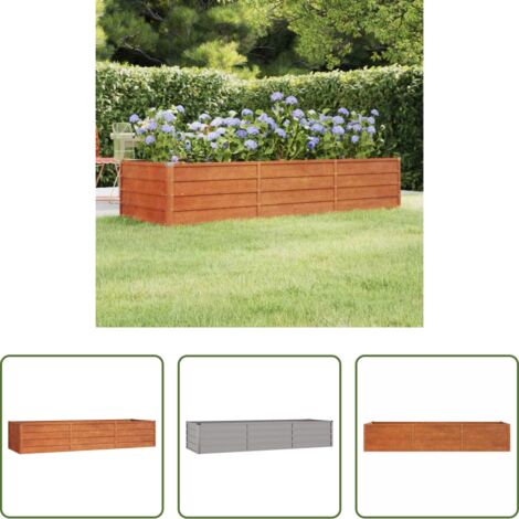 Acciaio corten -  Letto Rialzato da Giardino Ruggine 240x80x45 cm Acciaio Corten