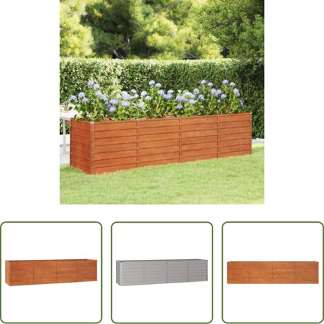 Acciaio corten -  Letto Rialzato da Giardino Ruggine 320x80x77 cm Acciaio Corten