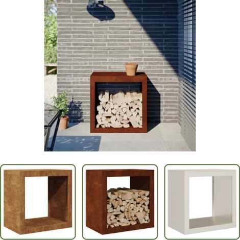 Acciaio corten -  Portalegna 60x40x60 cm in Acciaio Corten