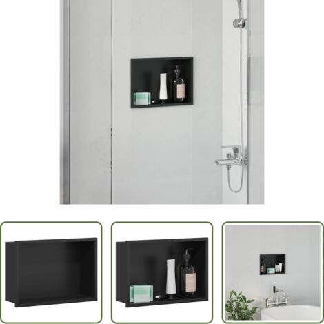 Acciaio inossidabile -  Nicchia per doccia Nero 30 x 20 x 9,5 cm Acciaio inossidabile