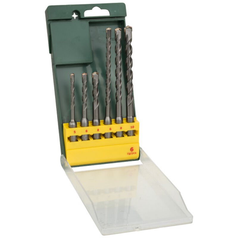 Set di punte per martello SDS plus, 6 pezzi, da 5 a 8 mm, 110 mm, da 6 a 10 mm, 160 mm