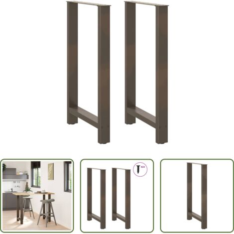 Acciaio naturale -  Gambe per tavolo da bar in acciaio naturale 2 pz 60x(100-101) cm in acciaio