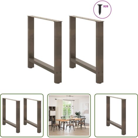 Acciaio naturale -  Gambe per tavolo da pranzo in acciaio naturale 2 pz 70x(72-73) cm Acciaio