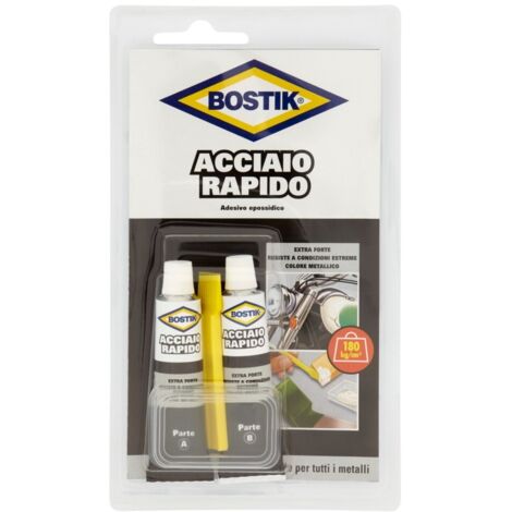 Acciaio rapido mixer Bostik adesivo in pasta epossidico con paletta e vaschetta