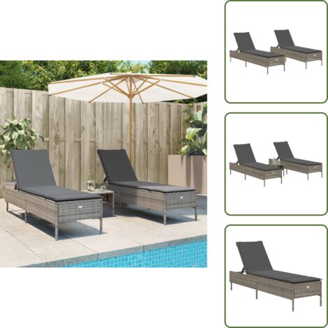 Acciaio verniciato - vidaXL Lettini Prendisole 2 pz con Cuscini Grigio in Polyrattan - Giardino