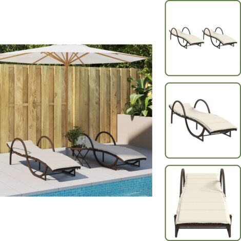 Acciaio verniciato - vidaXL Lettini Prendisole 2 pz con Cuscini Marrone in Polyrattan - Giardino