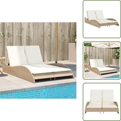 Acciaio verniciato - vidaXL Lettino Prendisole con Cuscini Beige 114x205x73 cm Polyrattan - Giardino