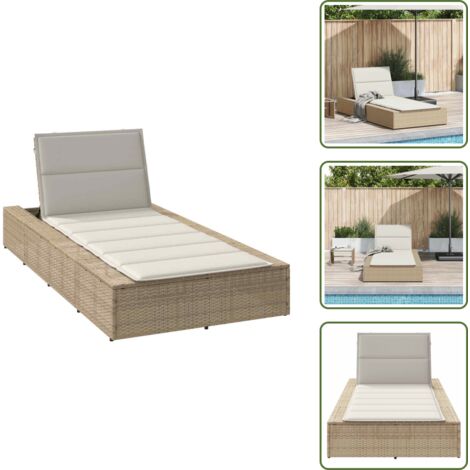 Acciaio verniciato - vidaXL Lettino Prendisole con Cuscino Galleggiante Beige in Polyrattan - Relax all'aperto