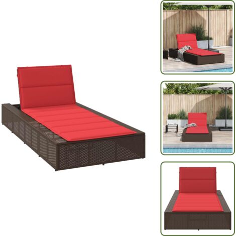 Acciaio verniciato - vidaXL Lettino Prendisole con Cuscino Galleggiante Marrone Polyrattan - Schienale regolabile