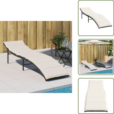 Acciaio verniciato - vidaXL Lettino Prendisole con Cuscino Nero 55x199x50 cm in Polyrattan - Giardino